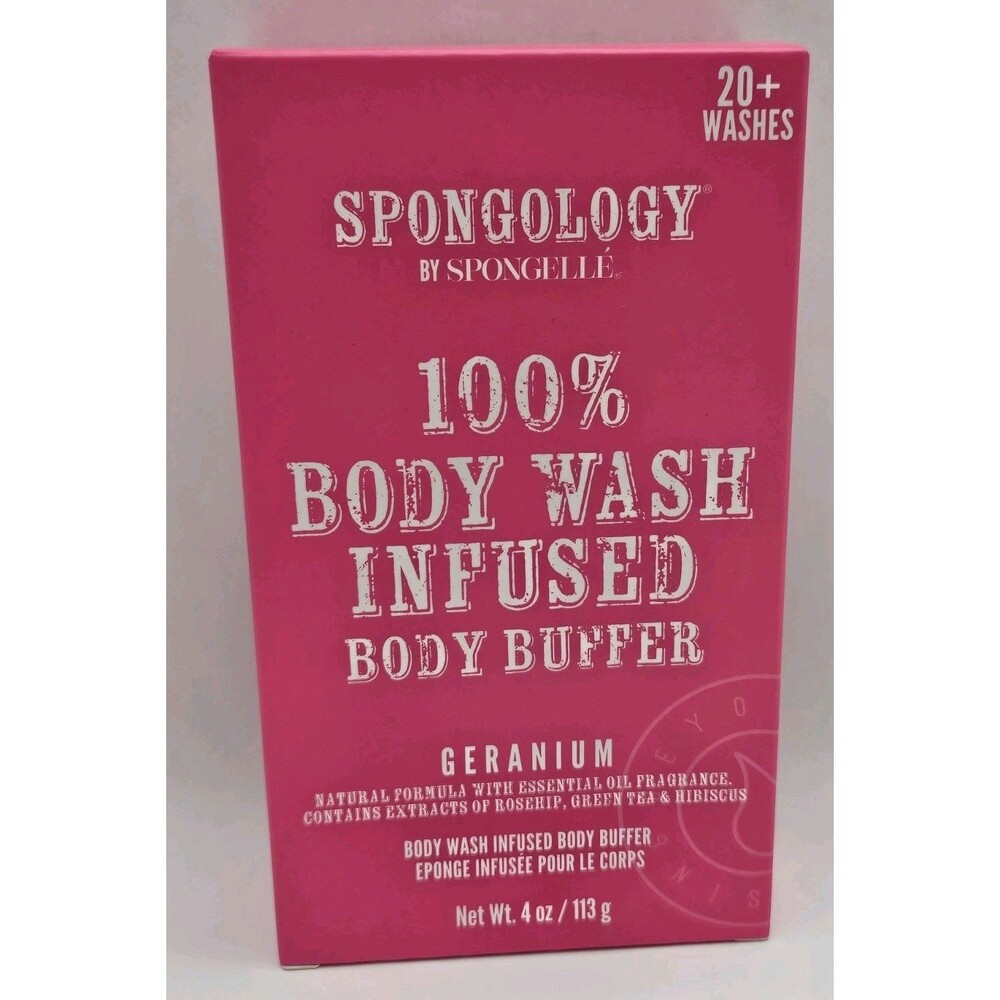 Spongelle Spongology Body Wash Infused Body Buffer Geranium 4oz NEW 20+ Washes